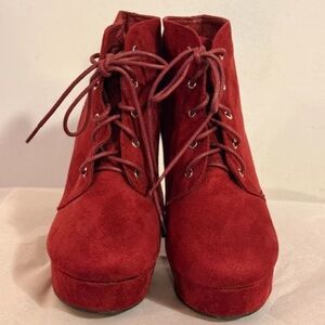 Forever 21 Red Lace-Up Suede Boots